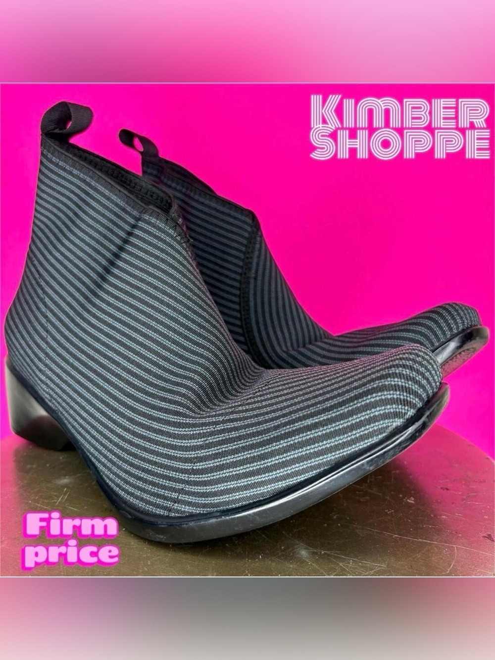 Charleston Shoe Co. Lower King Blue Gray Pinstripe Bootie US 11